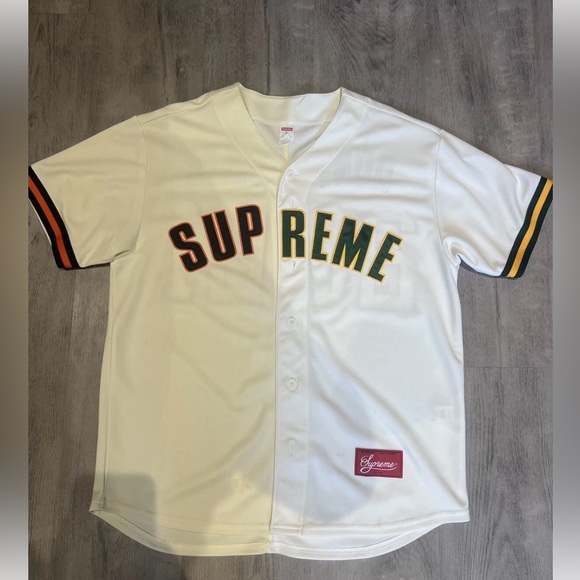 Supreme 2021 Don’t Hate Baseball Jersey Two Tone Natural Size Small. - Picture 1 of 14
